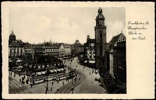 Ansichtskarte Frankfurt am Main Hauptwache, Straßenbahn 1933