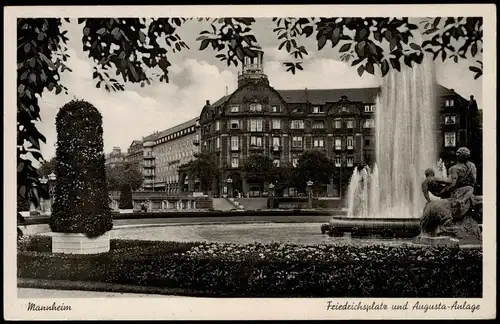 Ansichtskarte Mannheim Friedrichsplatz u. Augusta-Anlagen 1932