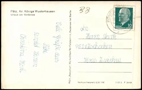 Pätz-Bestensee Urlaub am Vordersee Pätz, Kr. Königs Wusterhausen 1964