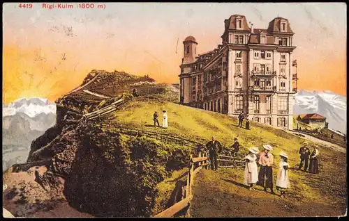 Ansichtskarte Arth SZ Rigi Kulm, feine Herrschaften Sonnenaufgang 1911