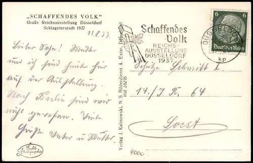 Düsseldorf „SCHAFFENDES VOLK" Große Reichsausstellung Düsseldorf 1937