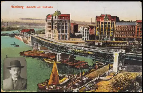 Ansichtskarte Hamburg Steinhöft und Hochbahn 1913