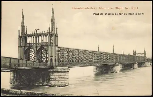 Kehl (Rhein) Eisenbahnbrücke Rhein Pont do chemin-de-fer du Rhin à Kehl 1910