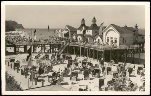 Ansichtskarte Sellin Panorama-Ansicht belebte Ostsee Seebrücke 1957