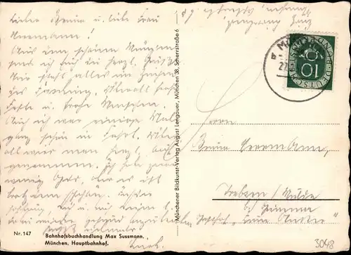 München Blick Englischen Garten Frauenkirche und Theatinerkirche 1955