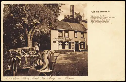 Bad Godesberg-Bonn Gasthof zur Lindenwirtin, gedeckter Tisch am Baum 1934