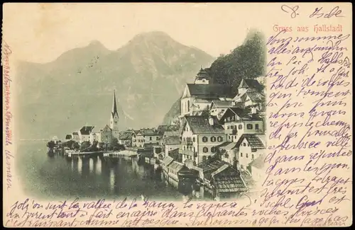 Ansichtskarte Hallstatt Blick auf die Stadt 1901