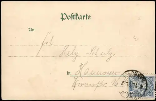 Frau und Soldat, Künstlerkarte 1909  gel. Pribvatstadtpost - Mercur Hannover