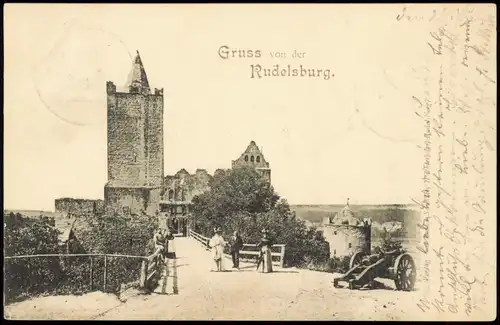 Ansichtskarte Saaleck-Bad Kösen Rudelsburg, Kanone 1902