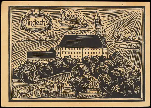 Ansichtskarte Andechs Kloster - Künstlerkarte 1928