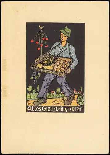 Ansichtskarte  Neujahr - Alles Glück bring ich Dir Verkäufer 1948  gel. MF SBZ