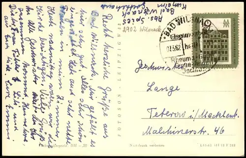 Ansichtskarte Bad Wilsnack Puschkin-Kurhaus Außen-/Innenansicht 1962