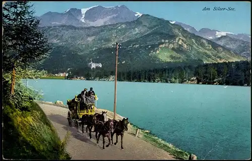 Ansichtskarte Stampa Silsersee / Lago di Sils - Postkutsche 1913