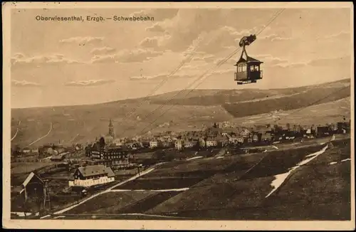 Ansichtskarte Oberwiesenthal Stadt und Schwebebahn 1926
