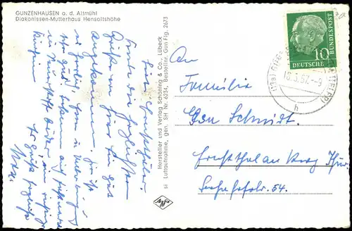 Ansichtskarte Gunzenhausen Luftbild Diakonissen-Mutterhaus Hensoltshöhe 1957