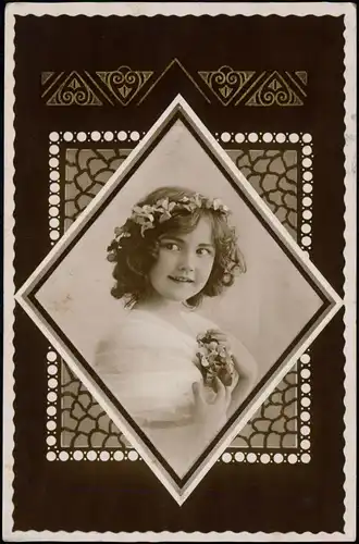 Ansichtskarte  Fotokunst Mädchen im Festkleid 1907 Passepartout