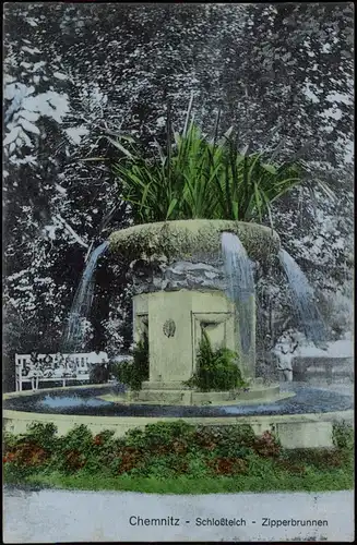 Ansichtskarte Chemnitz Schloßteich - Teilcoloriert 1917