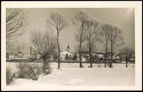 Postcard Tinischt Týniště nad Orlicí Stadt im Winter 1940