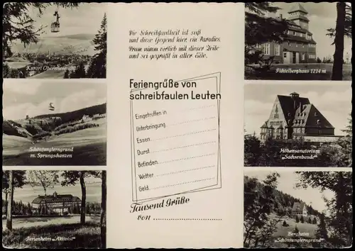 Oberwiesenthal Fichtelberg Mehrbild-AK Feriengrüße von schreibfaulen Leuten 1958