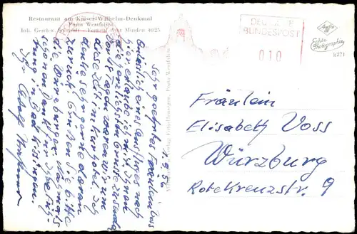Ansichtskarte Porta Westfalica Kaiser-Wilhelm-Denkmal - Porta Westfalica 1958