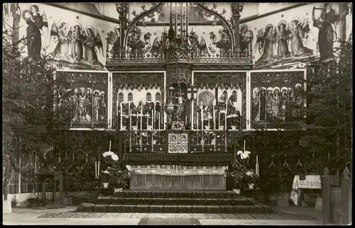 Weihnachten geschmückte Kirche 1941 Privatfoto Feldpost WK2 Freiburg Breisgau