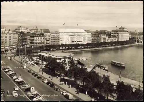 Ansichtskarte Hamburg Alsterpavillon aus der Vogelschau-Perspektive 1960