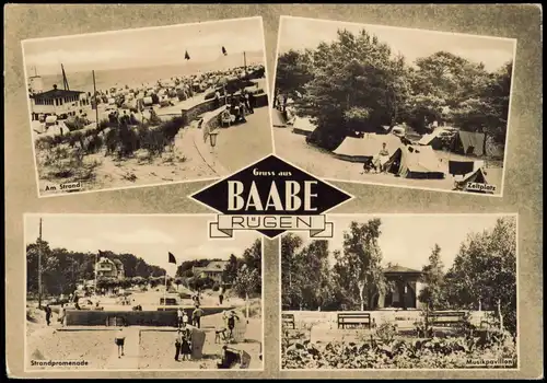 Ansichtskarte Baabe DDR Mehrbild-AK mit Zeltplatz, Strand uvm. 1965