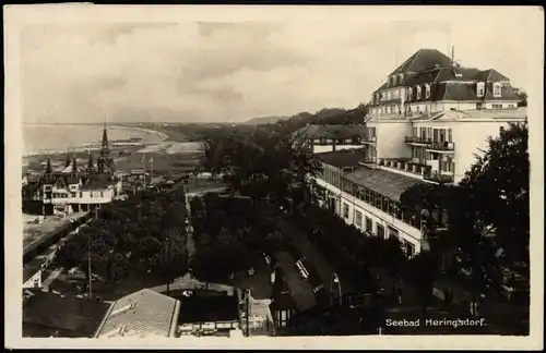 Heringsdorf Usedom Seebrücke Hotel, Blick in die Ferne 1936  gel. 1951 Oberrand