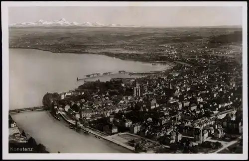 Ansichtskarte Konstanz Luftbild mit Alpen 1930