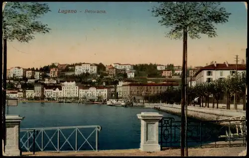 Ansichtskarte Lugano Panorama - Schiffsanlegestelle 1912