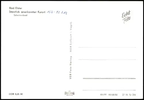 Ansichtskarte Bad Elster Freibad Schwimmbad zur DDR-Zeit 1979