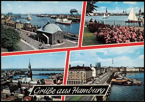 Ansichtskarte Hamburg Mehrbildkarte mit 4 Stadt-Ansichten 1980