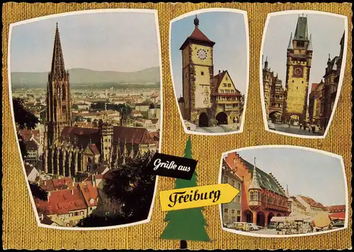 Ansichtskarte Freiburg im Breisgau Mehrbildkarte mit 4 Stadt-Ansichten 1965