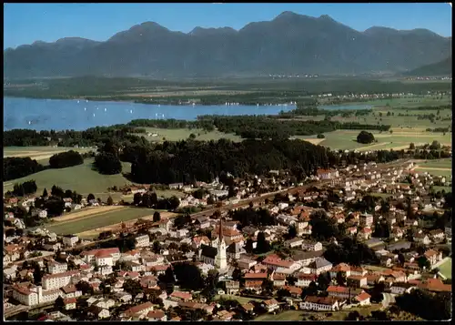 Ansichtskarte Prien Ortsansicht mit Gebirgspanorama Luftaufnahme 1980