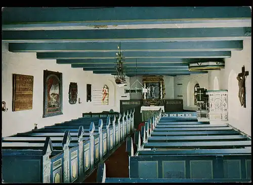 Ansichtskarte Hallig Hooge Kirche HALLIG HOOGE, Kircheninneres 1970