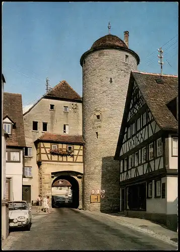 Ansichtskarte Langenburg Stadttor Straßen Partie Auto (Ford) 1970