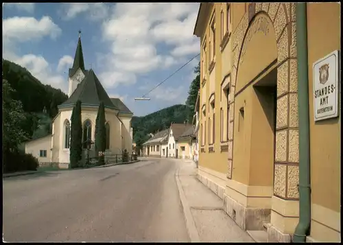 Ansichtskarte Gutenstein STANDES-AMT, Ortskirche und Gemeindeamt 1990