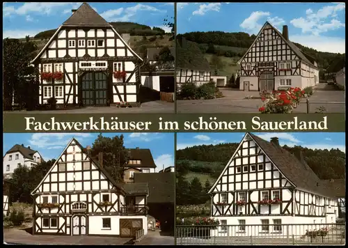 .Nordrhein-Westfalen Mehrbildkarte Fachwerkhäuser im schönen Sauerland 1980