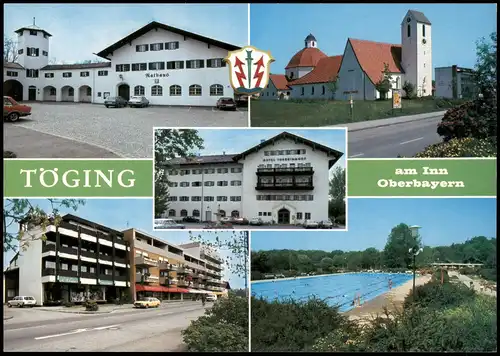 Töging am Inn Mehrbildkarte mit Ortsansichten ua. Freibad, Rathaus uvm. 2000