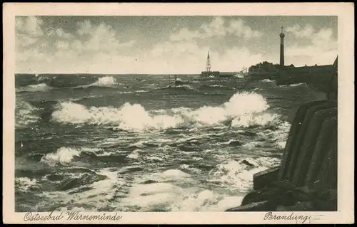 Ansichtskarte Warnemünde-Rostock Brandung 1926