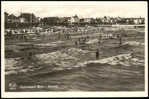 Ansichtskarte Binz (Rügen) Strand, Strandpromenade - Hotels 1927