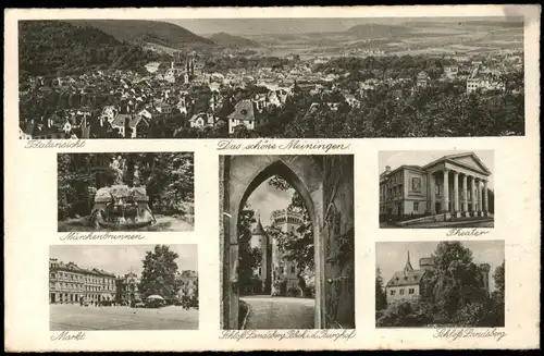 Meiningen Stadt, Märchenbrunnen, Theater MB 1941  gel. Feldpost WK2