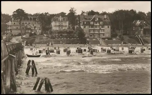Bansin-Heringsdorf Usedom Strand, Hotels von der Seebrücke - Fotokarte 1928