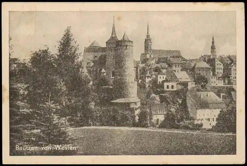 Ansichtskarte Bautzen Budyšin Stadt von Westen 1928
