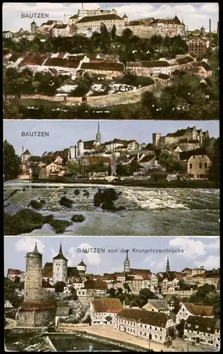Ansichtskarte Bautzen Budyšin Stadt, Fluss, kronprinzenbrücke 1931