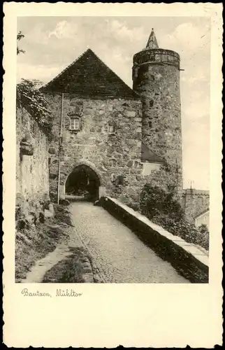 Ansichtskarte Bautzen Budyšin Mühltor mit Stadtmauer 1937