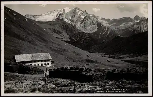 Cartoline Gruppo di Sella ALBERGO VALENTINI - AL PASSO SELLA 1932