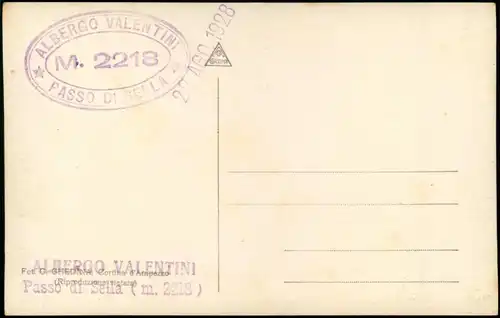 Cartoline Gruppo di Sella ALBERGO VALENTINI - AL PASSO SELLA 1932