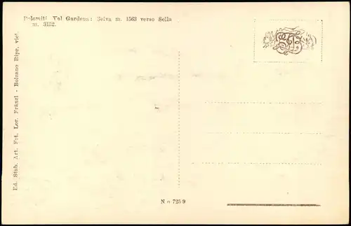 Cartoline Gröden (Südtirol) Val Gardena Stadtpartie 1933