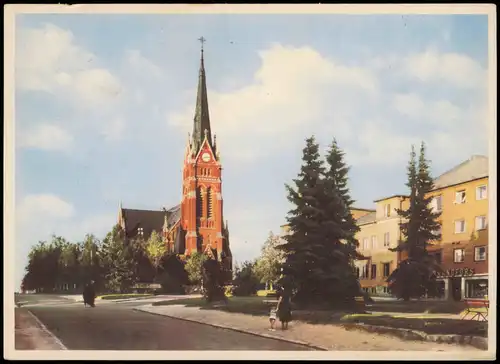 Postcard Luleå Strassen Ansicht mit Kirche Domkyrkan 1957
